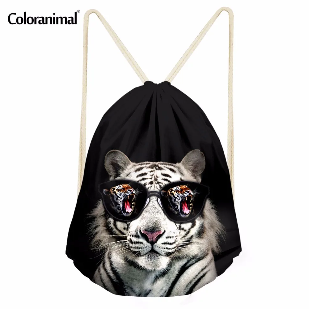 Coloranimal Cool Animal Tiger Print Drawstring Bag Man Boy Mini Light