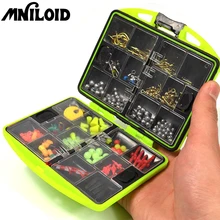 Mniloid 100 шт./кор. рыболовные аксессуары коробка с Крючки поплавок свинцовый грузик поворотный разъем бусины рыболовные снасти Лидер продаж