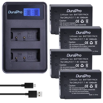 

DuraPro 4Pcs 7.4V 1040mAh LP-E17 LPE17 LP E17 Battery + LCD USB Charger for Canon EOS Rebel T6i 750D T6s 760D M3 8000D Kiss X8i