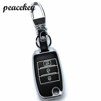 

Peacekey Leather Flip Folding car Key cover case For KIA KX5 Rio Sportage QL ceed Sorento cerato K2 K3 K4 K5 flip key set jacket