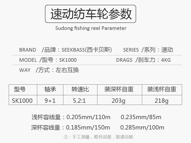 Seekbass 5,2: 1 Рыболовная катушка SK1000 спиннинговая катушка 5 кг максимальная мощность сопротивления баса карпа 2 катушки Рыболовная катушка рыболовные снасти