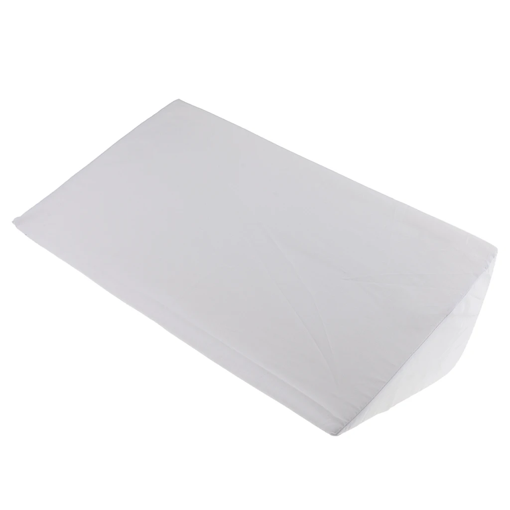 Foam Bed Wedge Acid Reflux Pillow Leg Elevation Cushion Washable Removable Cover - White 20x10x5.5 inches