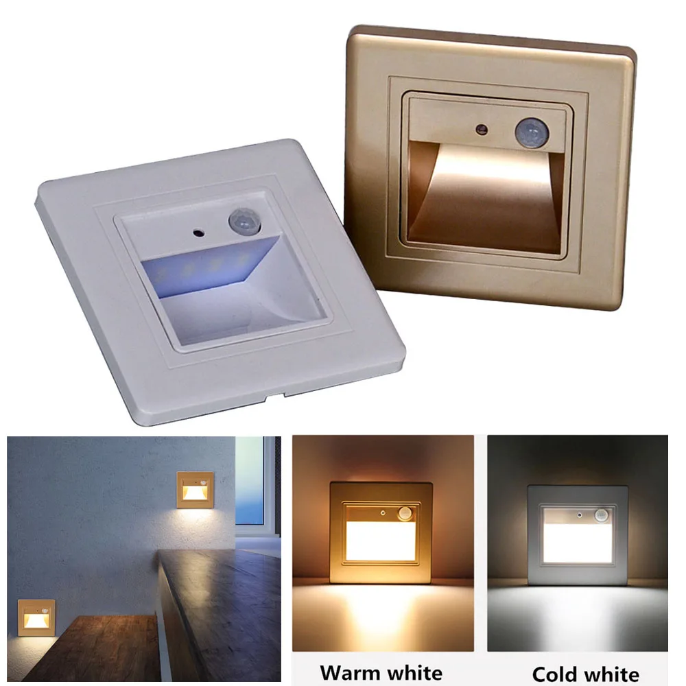 

JIAWEN LED stair light lamp PIR motion sensor human body induction wall light and Light sensor step night down hallway lamp