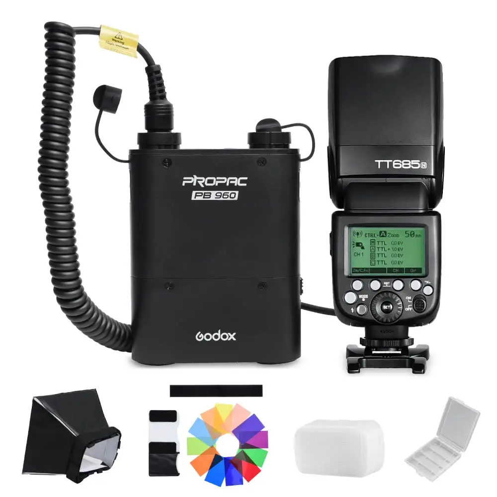 

Godox TT685N 2.4G Wireless i-TTL HSS Flash Speedlite with PB960 4500mAh Battery Power Pack Black for Nikon DSLR Camera