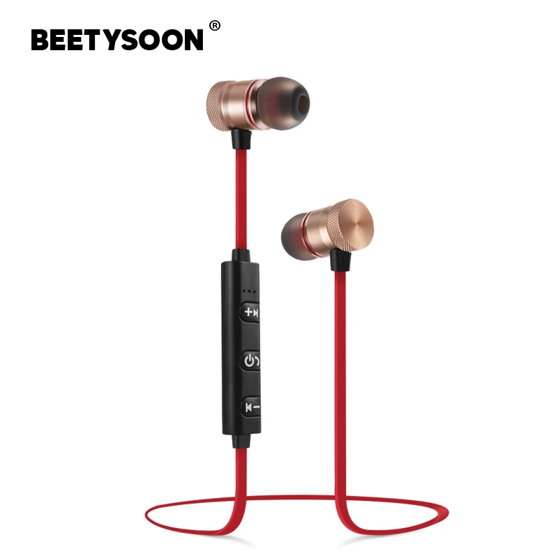 BEETYSOON беспроводные наушники Bluetooth V4.2 металлическая гарнитура бас с микрофоном