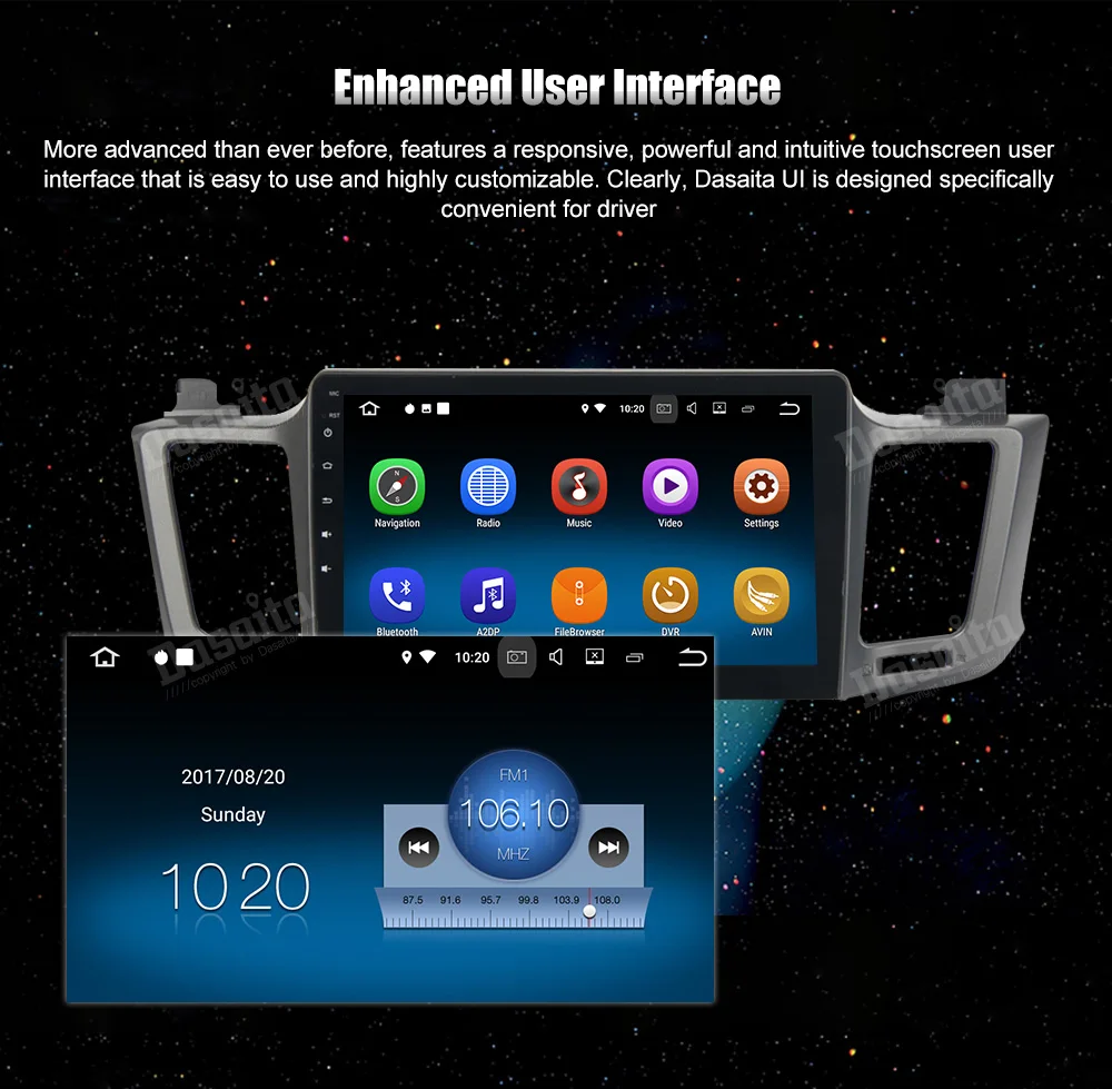 Perfect Dasaita 10.2" Android 8.1 Car GPS Player Navi for Toyota RAV4 2014-2016 with 2G+16G Quad Core Stereo Radio Multimedia No DVD 4G 9 Perfect Dasaita 10.2" Android 8.1 Car GPS Player Navi for Toyota RAV4 2014-2016 with 2G+16G Quad Core Stereo Radio Multimedia No DVD 4G 9