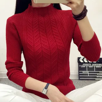 

women fashion 2018 spring sweaters basic turtleneck soft casual knitting winter Pullover KB924