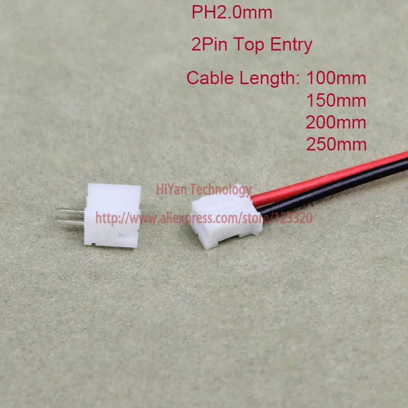 50 комплектов 2 контактный разъем Mini Micro PH2.0 JST 0 мм Шаг 1007 с 100 26AWG 150 200 250 штырьковый