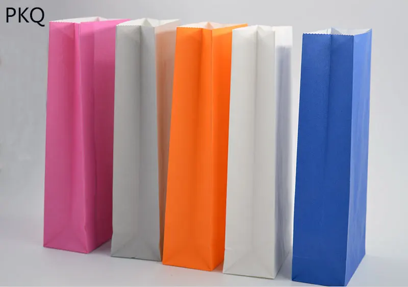 

50pcs 5 colors Kraft Paper bag Gift Bags packing Biscuits candy Food raft bread Cookie Bread Nuts Snack Baking Package bags