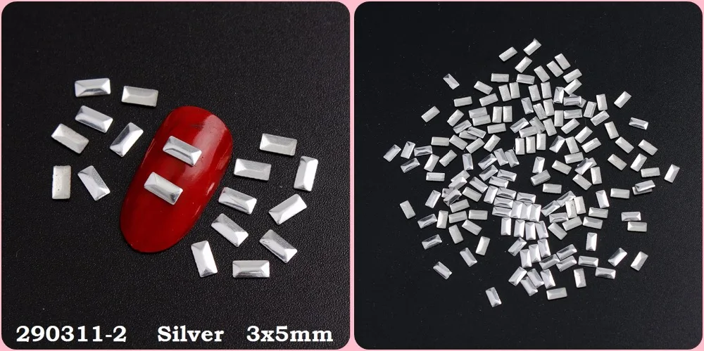 2x4 мм/3x5 мм/2x5 мм Золотой/Серебряный прямоугольник Hot Fix дизайн ногтей заклепки панк-рок стиль для DIY украшения ногтей