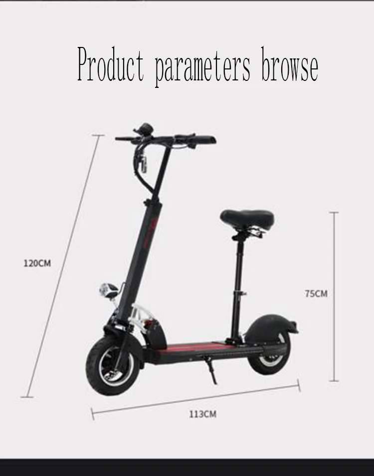 Discount Electric Scooter with Seat 10inch Powerful Motor wheel kick scooter foldable electric Bike electric bicycle Adult scooters 10