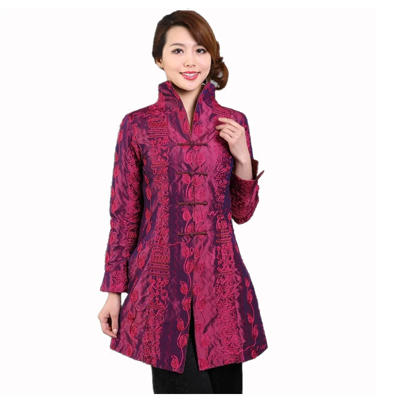 Женская шелковая атласная куртка в китайском стиле с вышивкой|jacket embroidery|plus jacketsatin