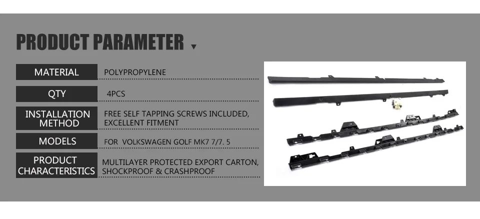 Черный ПП дверной протектор подбородка комплект защита боковые юбки фартуки для Volkswagen VW GOLF 7 7,5 MK7 7,5 R Line хэтчбек