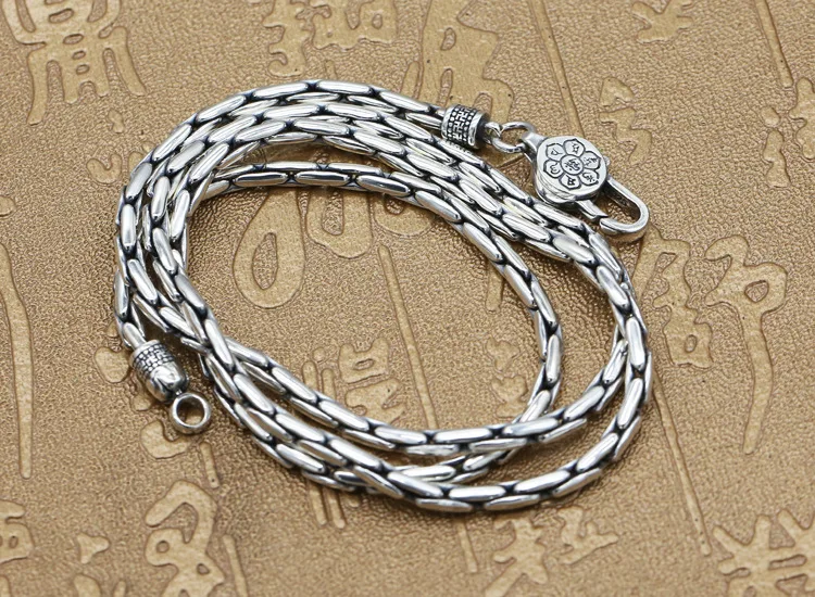 Стерлинговое Серебро S925, модный тренд, Мужская Личность, Ретро стиль, тайское серебро, Бамбуковая цепочка на ключицу, голое ожерелье