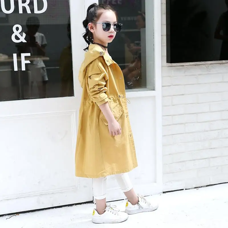 Fashion Casual 2017 4-15 Years Autumn Children Clothing Girls Trench