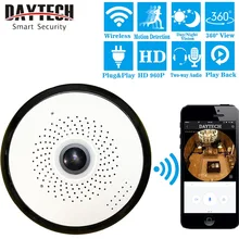 DAYTECH Wireless IP Camera WiFi Surveillance Camera HD 960P 360 Degree Panoramic Camera Motion Detection IR Night Vision VR01