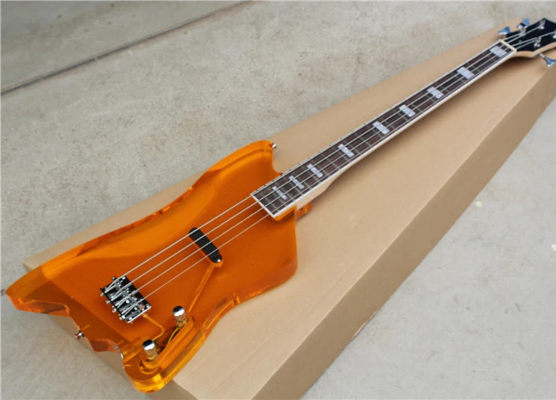 4 Strings Acrylic Glass Electric Bass Guitar with 1 Pickups,Rosewood