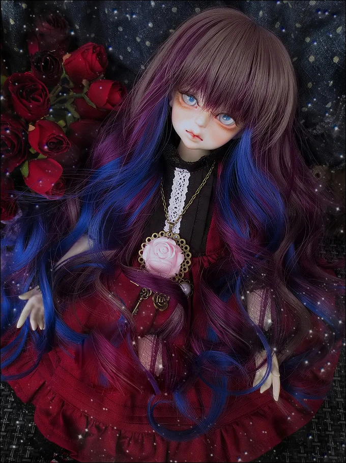 

D01-P122 children handmade toy 1/3 1/4 Doll Accessories BJD/SD doll wig black Magical micro curly 1pcs