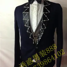 Лидер продаж! Новинка года для мужчин костюмы темно синий торжественное платье костюм для караоке Жених плюс размеры костюм жениха свадебное певец