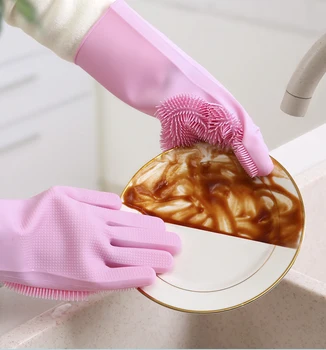 

Manufacturers direct sales magic silicone washing dishes kitchen cleaning multi-purpose household silicone brush gloves