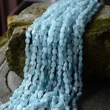 AA Аквамарин синий плоский барокко 6*10 мм 1" для изготовления ювелирных изделий DIY свободные бусы fppj бусины натуральный драгоценный камень