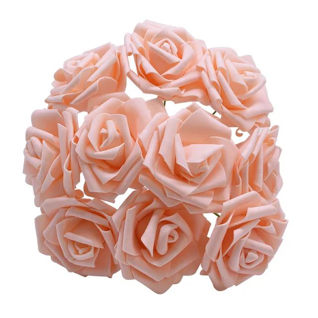 10/20/30 Heads 8CM New Artificial PE Foam Rose Flowers Bride Bouquet Home Flower Wedding Decorations Scrapbooking DIY Flower rose pink