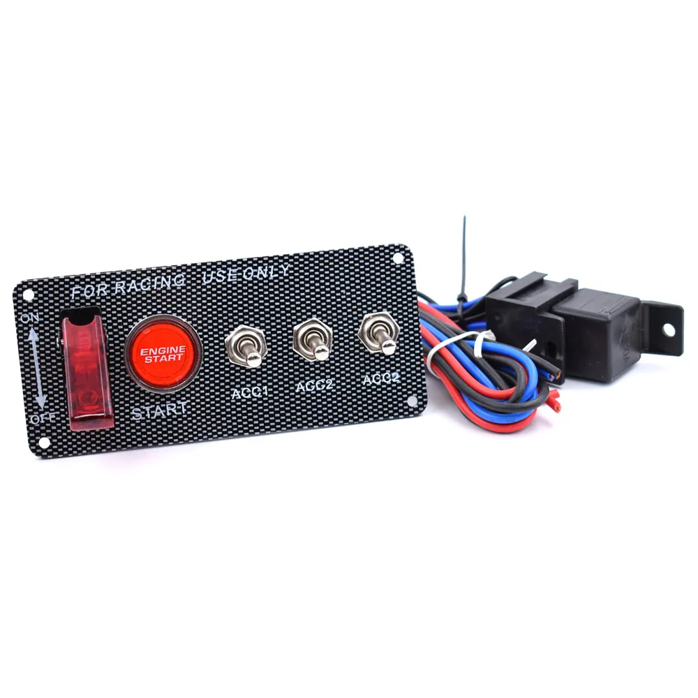 

Carbon Look 12V LED Ignition Switch Panel Engine Start Push Button LED Toggle