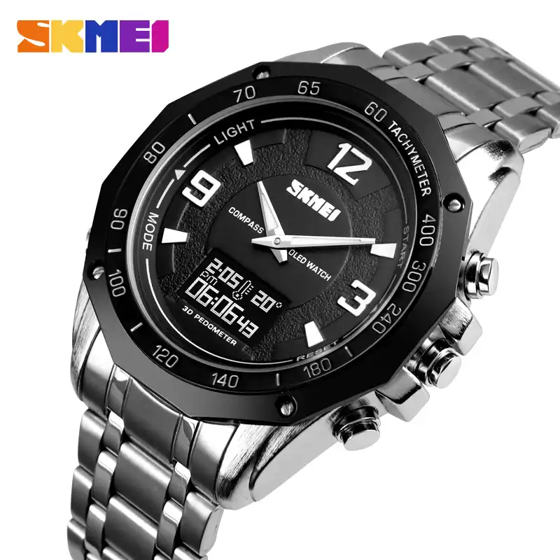 men's digital watch with compass