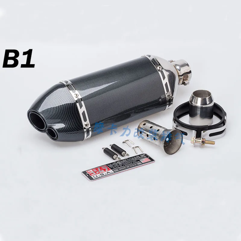 

New motorcycle double hole exhaust pipe Akrapovic Yoshimura large hexagonal carbon fiber imitation titanium large displacement