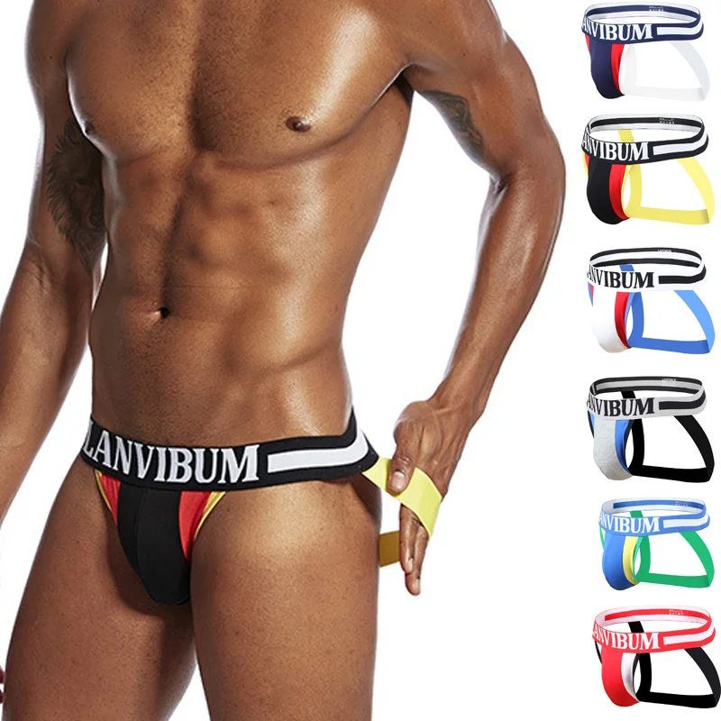 

Brand Men Underweaar Sexy Cotton Jockstrap Briefs Panties Underpants Cueca Gay Underwear Men Thong Men String homme string men