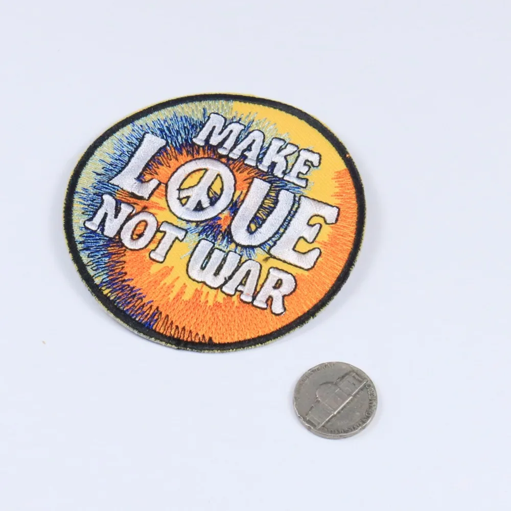 MAKE LOVE NOT WAR Новое поступление нашивка с буквенной вышивкой значок надписью Мир