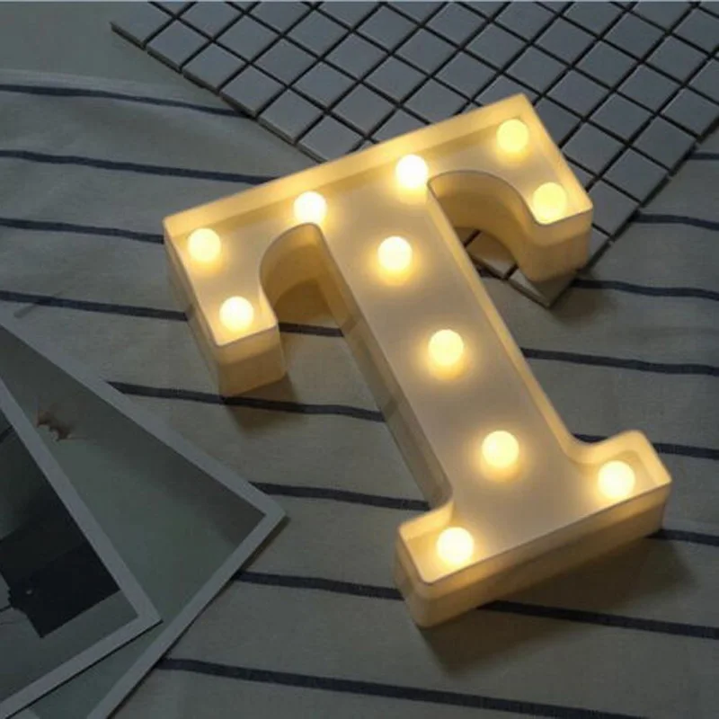 Led Marquee буква Алфавит символ огни знак Свадьба День Рождения Декор лампы - Цвет: T