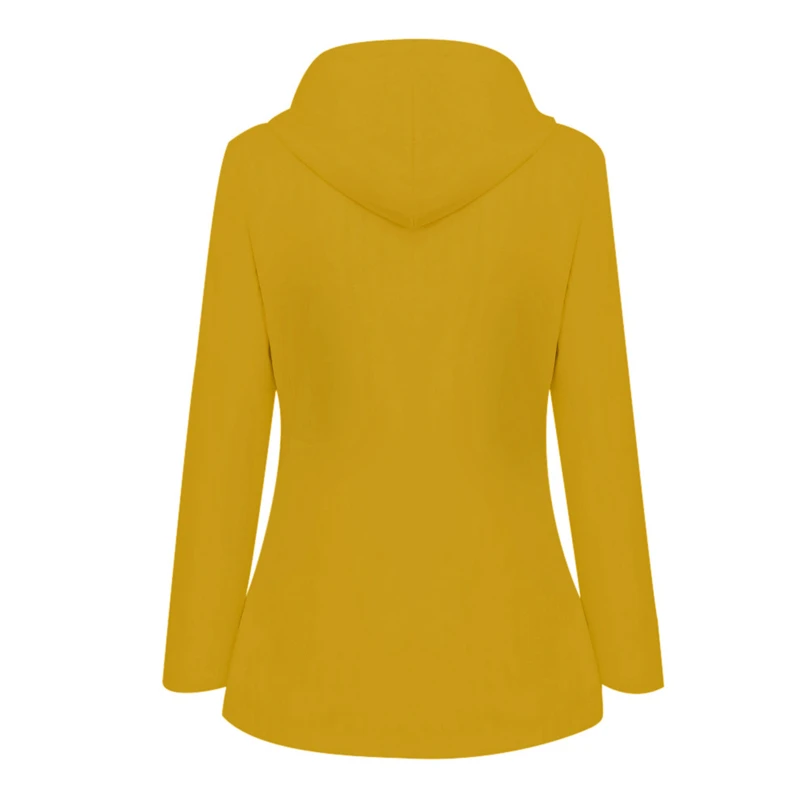 Women Jacket Fashion Cloth Casual Coat Solid Rain Jacket Outdoor Plus Waterproof Hooded Raincoat Windproof Outwear #FS#4OT25 (27)