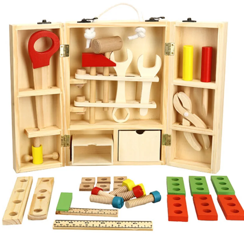 

DIY Wooden Tool Box Toy For Kids Construction Pretend Play Set Build Repair Gift