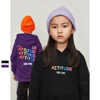 

Ouyang&Ivan Autumn New Letters Printing Boy Hooded Girls Comfortable Sweatshirt Student Pullover Kid Cotton Long-sleeved T-shirt