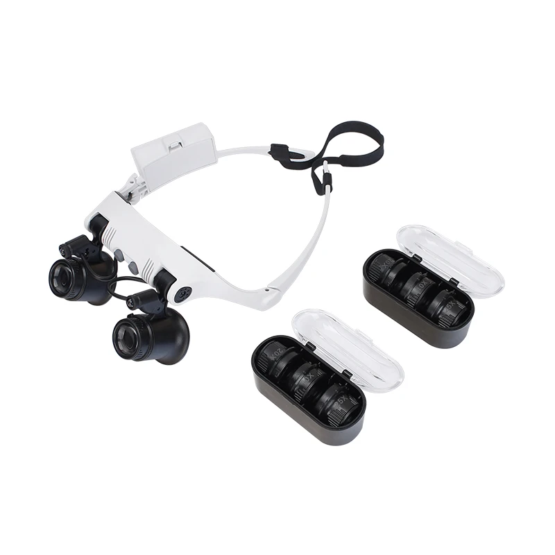 

AOMEKIE Wearing Style Mangifier with 2 LED 10X/15X/20X/25X Interchangeable Lens