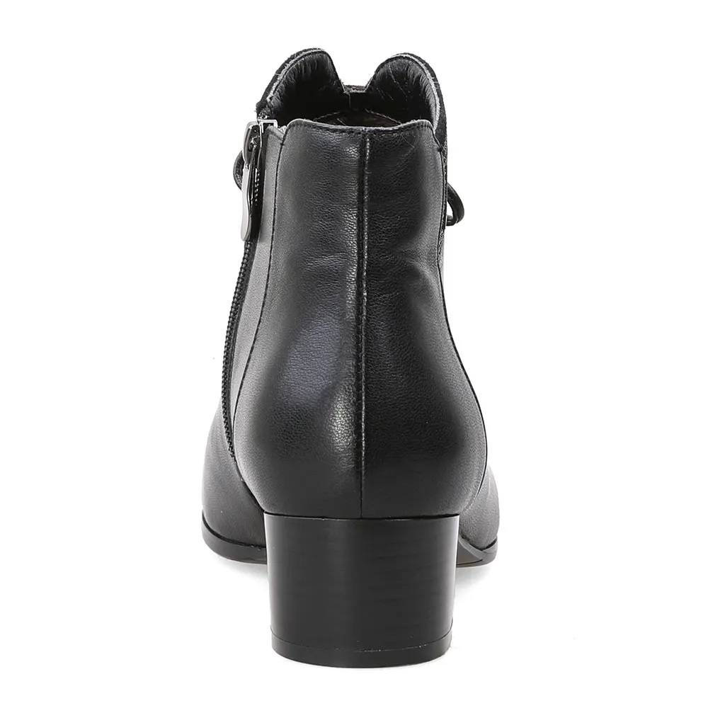 Cómodo Étnica Mujer Cuero Auténtico Botas Abuela Bling 2018 Negro Zapatos Chunky Botines Ancho Mamá Mebi XqpwAW