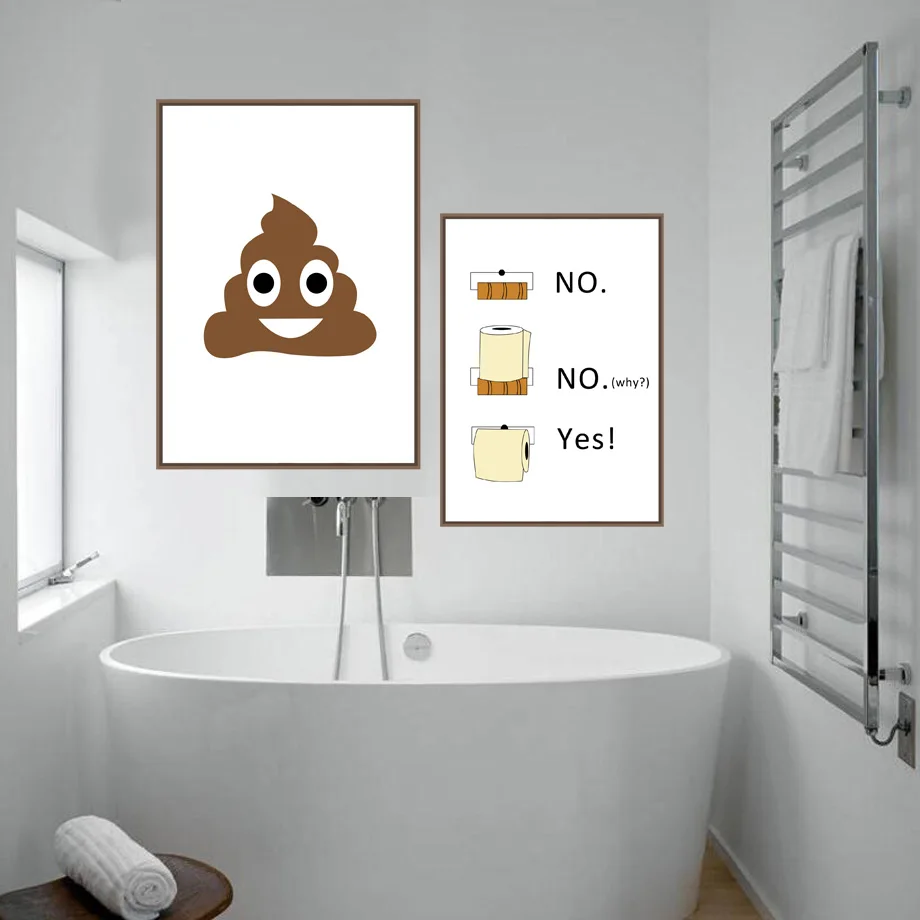 Humor Toilet Paper Funny Shit Nordic Poster And Prints Wall Art Canvas Painting Wall Pictures For Toilet Water Closet Home Decor