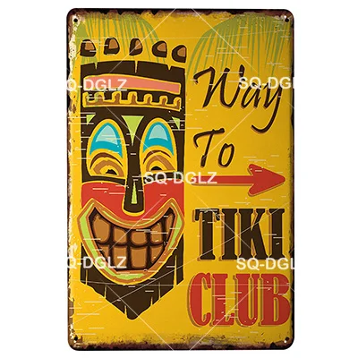 [SQ-DGLZ] TiKi Bar металлическая вывеска для клубного паба, декоративная доска, металлические старинные ремесла, домашний Декор, живопись, плащи, художественный плакат