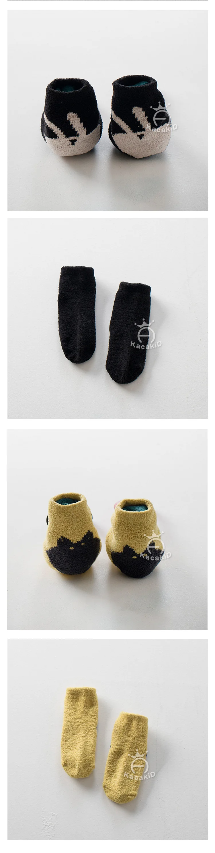 Kacakid для детей новые носки с принтом для детей, толстый зимний, кораллового цвета, бархатный младенческой ребенок сна Носки пол Нескользящие Носки 4 prirs/лот