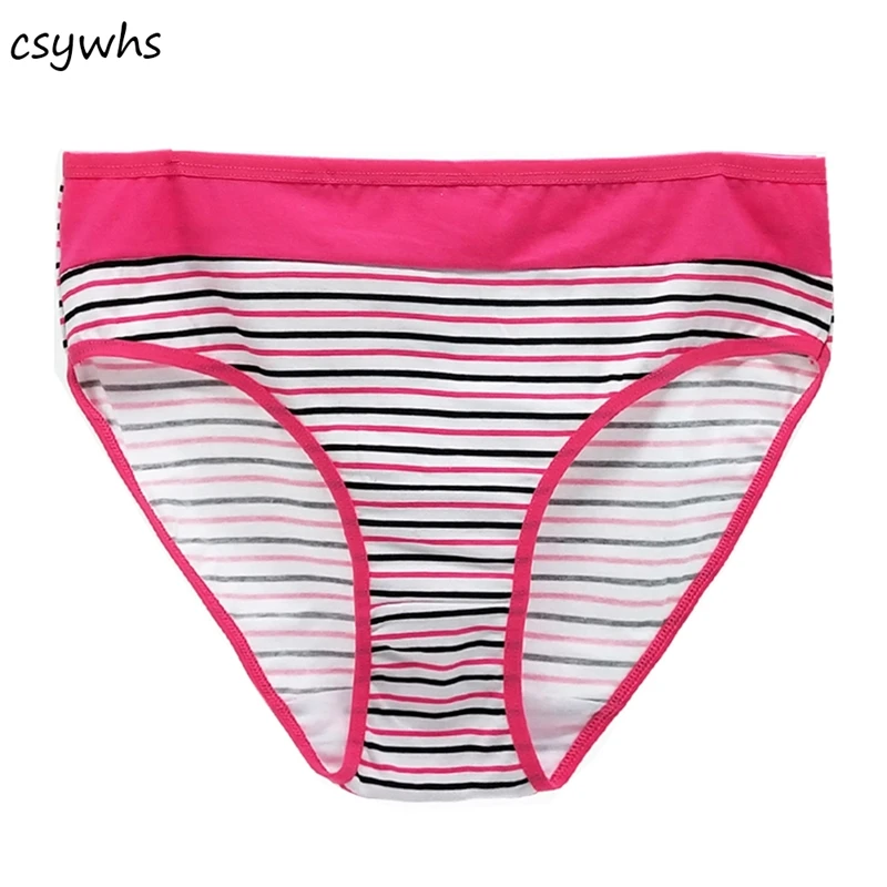 

CSYWHS Underwear Women Panties Big Size Cotton Briefs Mid Rise Striped Panty Sexy Briefs Lingerie Intimates