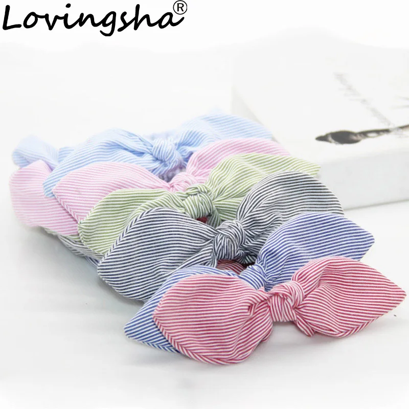 

LOVINGSHA Striped Design Hair Tie Cute Ladies Hair Accessories For Women Bow Hair Holder Rope Female Headbands Turban FD091