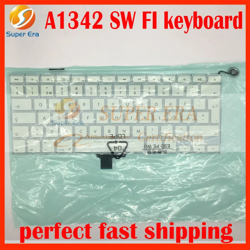 10 шт./лот A1342 SW клавир Клавиатура для MacBook 13.3 ''A1342 шведский Швеция клавиатура без подсветки 2009 2010 год