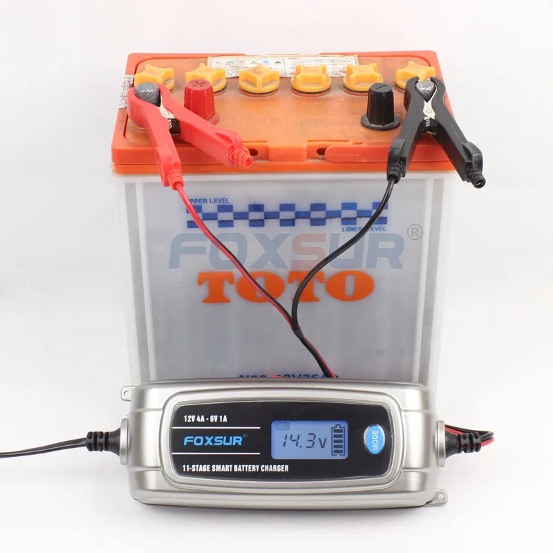 FOXSUR 12 V 4A 6 V 1A 11-сценический умный Батарея Зарядное устройство, 6 V 12 V гель AGM влажный автомобильный Батарея Зарядное устройство с ЖК-дисплей ди... FOXSUR 12 V 4A 6 V 1A 11-сценический умный Батарея Зарядное устройство, 6 V 12 V гель AGM влажный автомобильный Батарея Зарядное устройство с ЖК-дисплей ди...