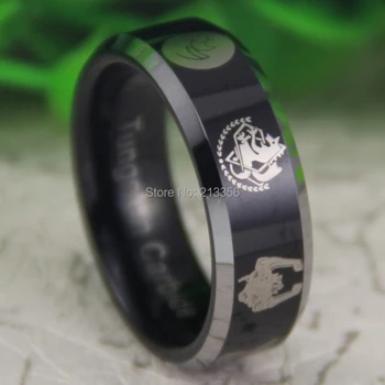 

Free Shipping USA UK CANADA RUSSIA Brazil Hot Selling 8MM Black Silver Beveled FMA Legend of Zelda Super Tungsten Wedding Ring