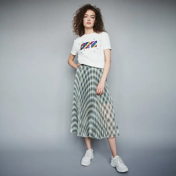 Осень новая классическая клетчатая Женская плиссированная длинная юбка