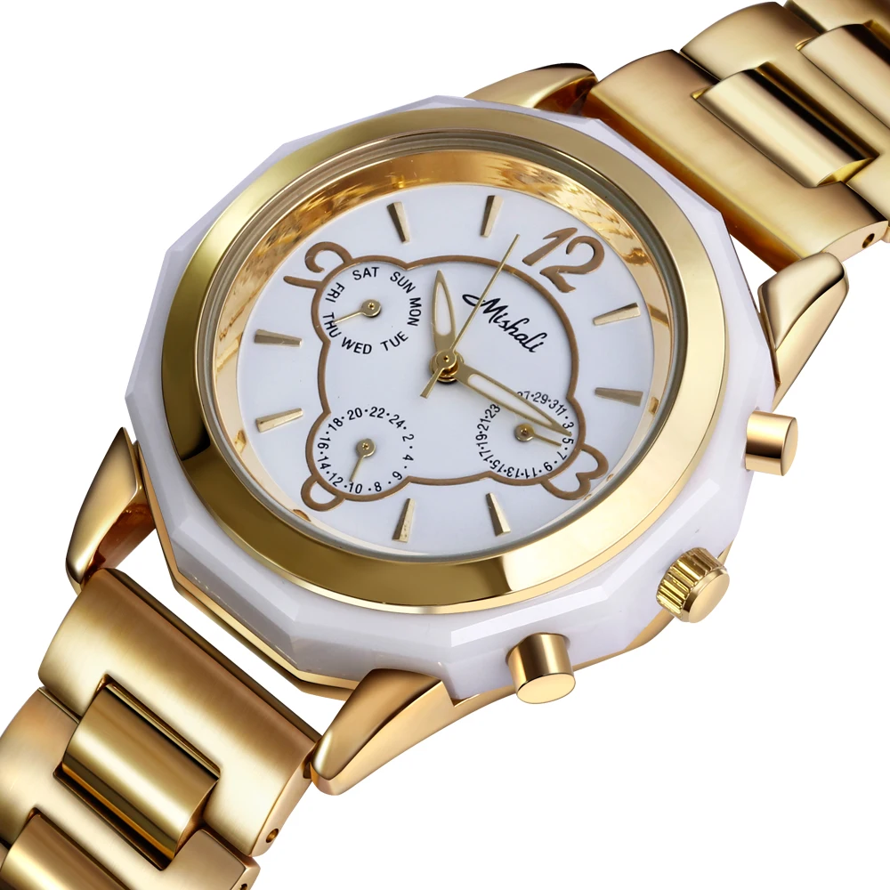 

DC1989 Original Design Women's Deluxe  Quartz Watches steel Band InicGun&Rose Gold Plated Black/White Dial Japan PE801 Movement