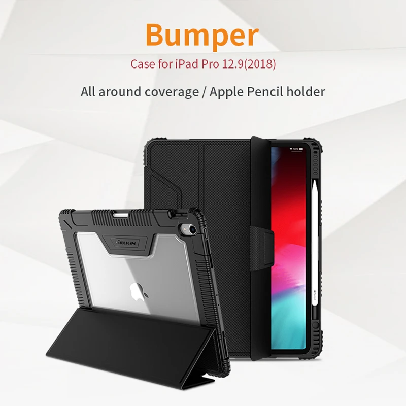 

For iPad Pro 12.9 2018 Leather Case NILLKIN Smart Wake UP Flip Leather Cases For Apple iPad Pro 12.9 Cover With Screen Protector