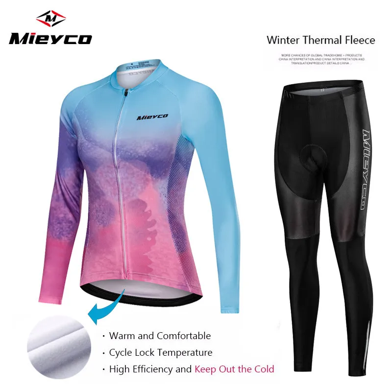Для женщин зимняя одежда с ворсом с длинными рукавами спортивный комплект для велоспорта Одежда для дорожного велосипеда гоночные велосипедные Костюмы пользовательские Ropa Ciclismo нагрудник короткие штаны - Цвет: 5