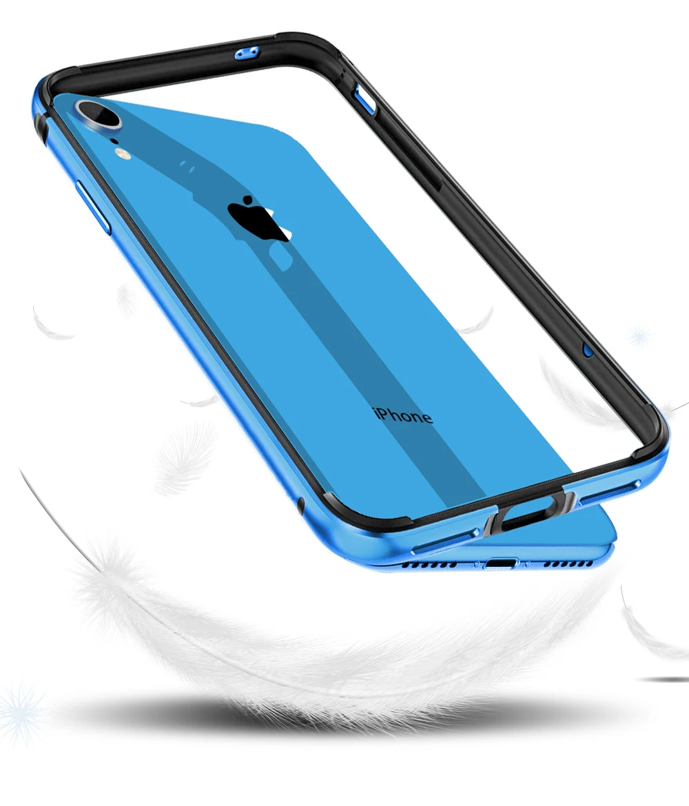 Для iPhone XR чехол милый Алюминиевый металлический силиконовый Бампер Защитный чехол для телефона для iPhone XR 11 синий Funda роскошный чехол Аксессуары